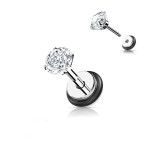 Piercingová náušnice, čirý zirkon - 1 kus (8 mm)