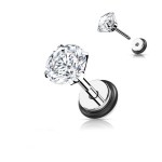 Piercingová náušnice, čirý zirkon - 1 kus (8 mm)