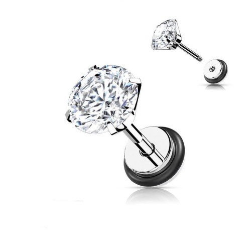 Piercingová náušnice, čirý zirkon - 1 kus (7 mm)