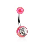 Piercing do pupíku - perleťový lesk a zirkon (modrý)