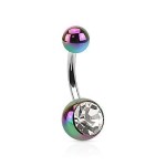 Piercing do pupíku - perleťový lesk a zirkon (zelený)