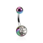 Piercing do pupíku - perleťový lesk a zirkon (oranžový)