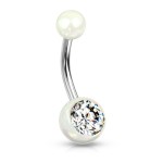 Piercing do pupíku - perleťový lesk a zirkon (oranžový)