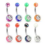 Piercing do pupíku - perleťový lesk a zirkon (oranžový)