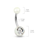 Piercing do pupíku - perleťový lesk a zirkon (oranžový)
