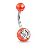 Piercing do pupíku - perleťový lesk a zirkon (růžový)