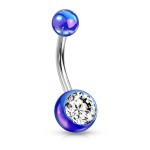Piercing do pupíku - perleťový lesk a zirkon (červený)
