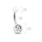 Piercing do pupíku - perleťový lesk a zirkon (červený)