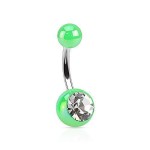 Piercing do pupíku - perleťový lesk a zirkon (duhový)