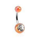 Piercing do pupíku - perleťový lesk a zirkon (bílý)
