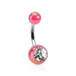 Piercing do pupíku - perleťový lesk a zirkon (bílý)