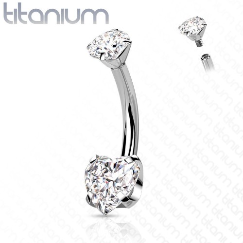 Piercing do pupíku srdíčko - TITAN (čirá)