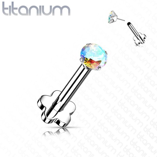 PUSH IN piercing do brady / ucha TITAN 1,2 x 8 mm (duhová)