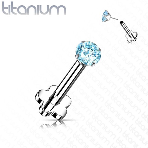 PUSH IN piercing do brady / ucha TITAN 1,2 x 8 mm (tyrkysová)