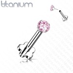 PUSH IN piercing do brady / ucha TITAN 1,2 x 8 mm (růžová)