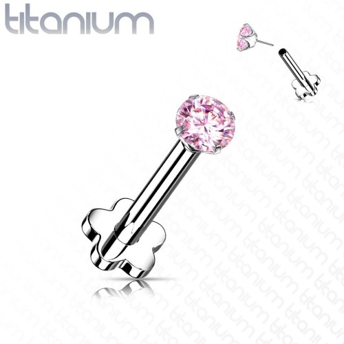 PUSH IN piercing do brady / ucha TITAN 1,2 x 8 mm (růžová)