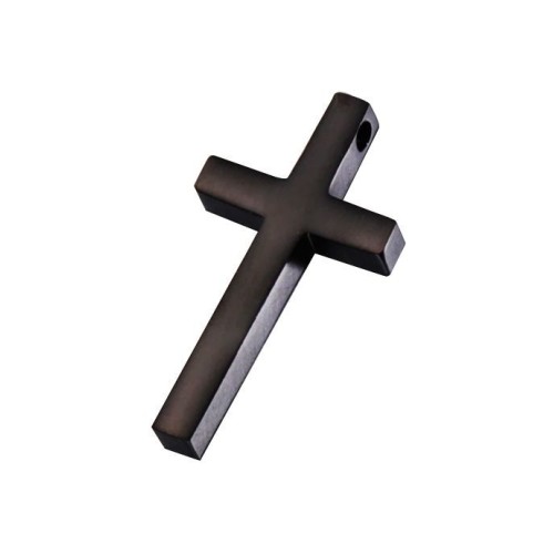 Černý ocelový přívěsek křížek 17 x 31 mm