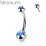 Piercing do pupíku banánek - TITAN, opál (růžová)
