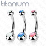 Piercing do pupíku banánek - TITAN, opál (růžová)