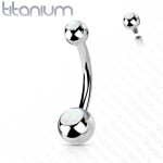 Piercing do pupíku banánek - TITAN, opál (růžová)