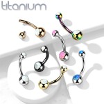 Piercing do pupíku banánek - TITAN, opál (růžová)