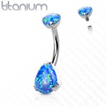 Piercing do pupíku - TITAN, opál (bílá)