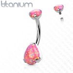 Piercing do pupíku - TITAN, opál (bílá)