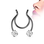 Falešný piercing do nosu - septum (černá)