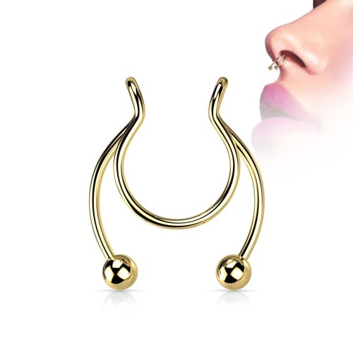 Falešný piercing do nosu - septum (zlatá)