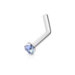 Zahnutý piercing do nosu 2mm zirkon (fialový)