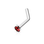 Zahnutý piercing do nosu 2mm zirkon (fialový)