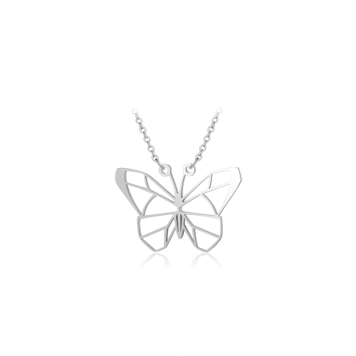 Stříbrný náhrdelník origami motýl