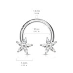 Piercing - podkova s kytičkami, čiré kamínky