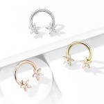 Piercing - podkova s kytičkami, čiré kamínky