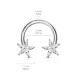 Piercing - podkova s kytičkami, čiré kamínky