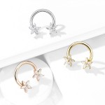 Piercing - podkova s kytičkami, čiré kamínky