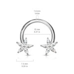 Piercing - podkova s kytičkami, čiré kamínky (gold)