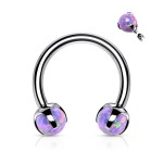 Piercing podkova s modrými opály