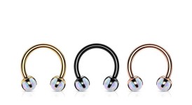 Piercing podkova s opály gold