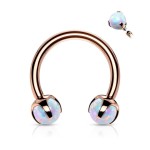 Piercing podkova s opály rose gold