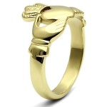 Zlacený ocelový prsten Claddagh (50) [7]