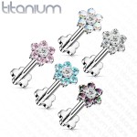 PUSH IN piercing do brady / ucha TITAN 1,2 x 8 mm (čirá/tyrkysová)