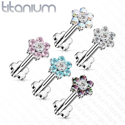 PUSH IN piercing do brady / ucha TITAN 1,2 x 8 mm (čirá/tyrkysová)