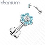 PUSH IN piercing do brady / ucha TITAN 1,2 x 8 mm (čirá/tyrkysová)
