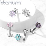 PUSH IN piercing do brady / ucha TITAN 1,2 x 8 mm (čirá/tyrkysová)