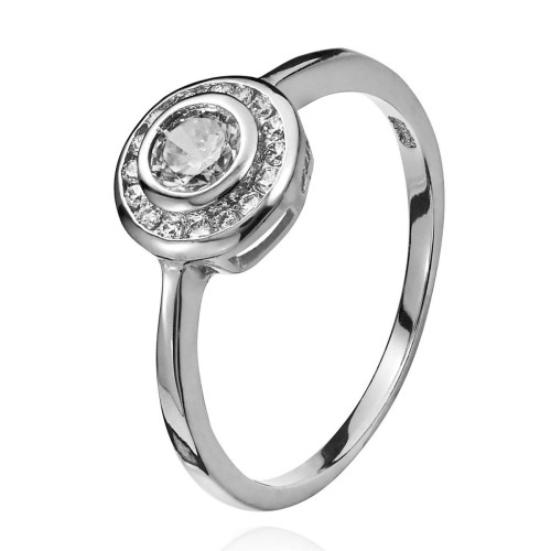 Stříbrný prsten se zirkony (2,19 g, 58)