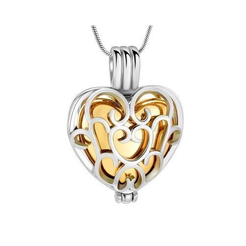 Náhrdelník - pamětní přívěsek, pietní přívěsek, přívěsek na popel srdce gold