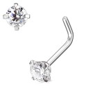 Zahnutý piercing do nosu, čirý kamínek