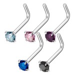 Zahnutý piercing do nosu (růžová)