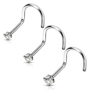 Zahnutý piercing do nosu - titan